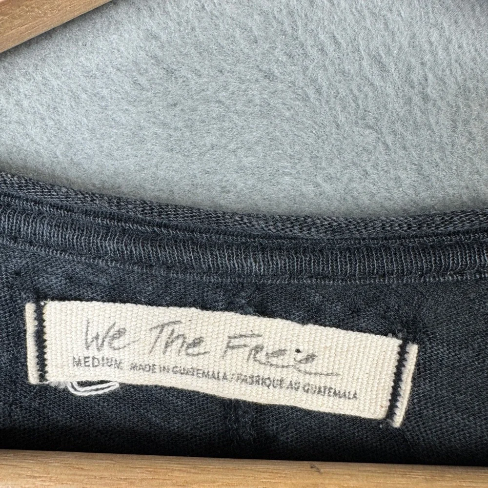 We The Free Free People Be Free Long Sleeve Tee Washed Black Medium Exposed Seam
